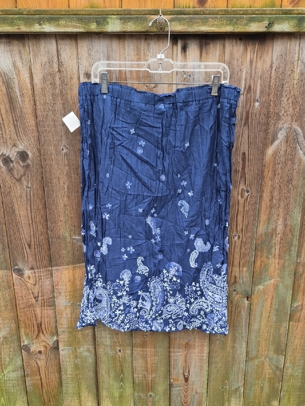 Eddie Bauer Size Larde Navy Blue Paisley Midi Skirt - Picture 3 of 17